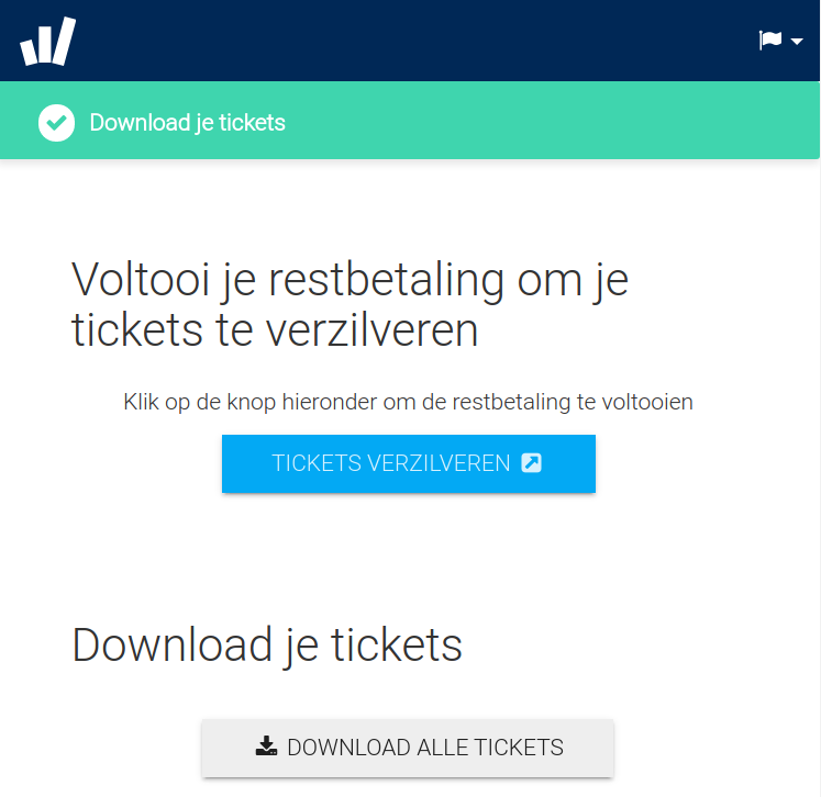 tickets verzilveren orderstatuspagina eventix aanbetalingen restbetalingen